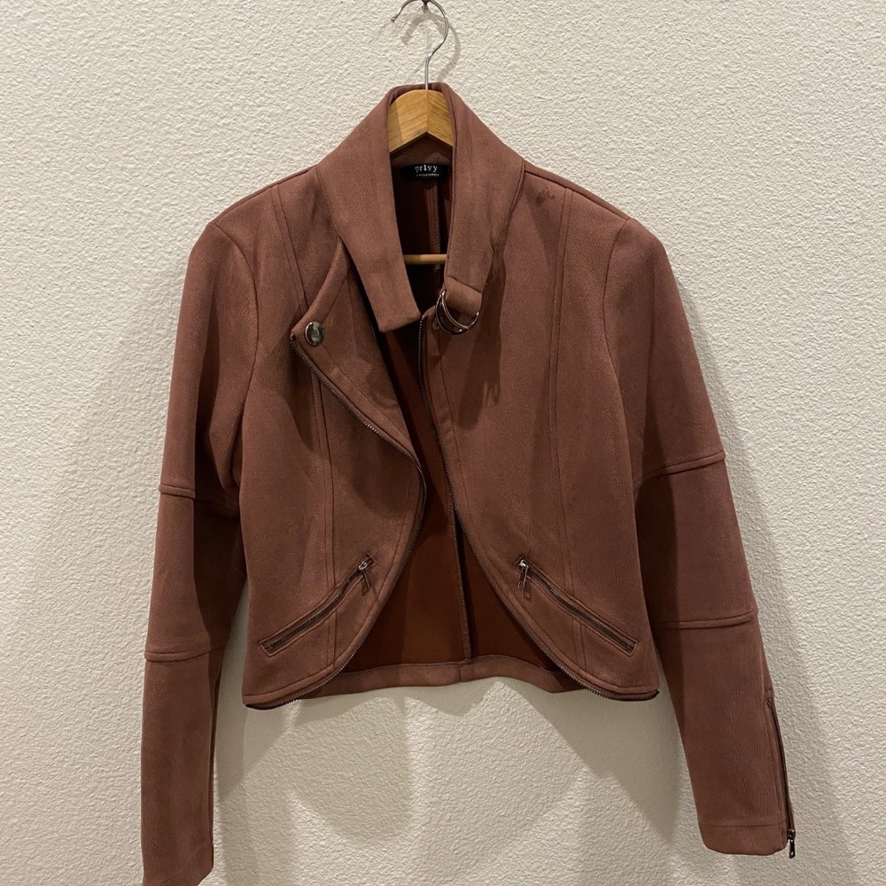 Privy Faux Suede Moto Jacket